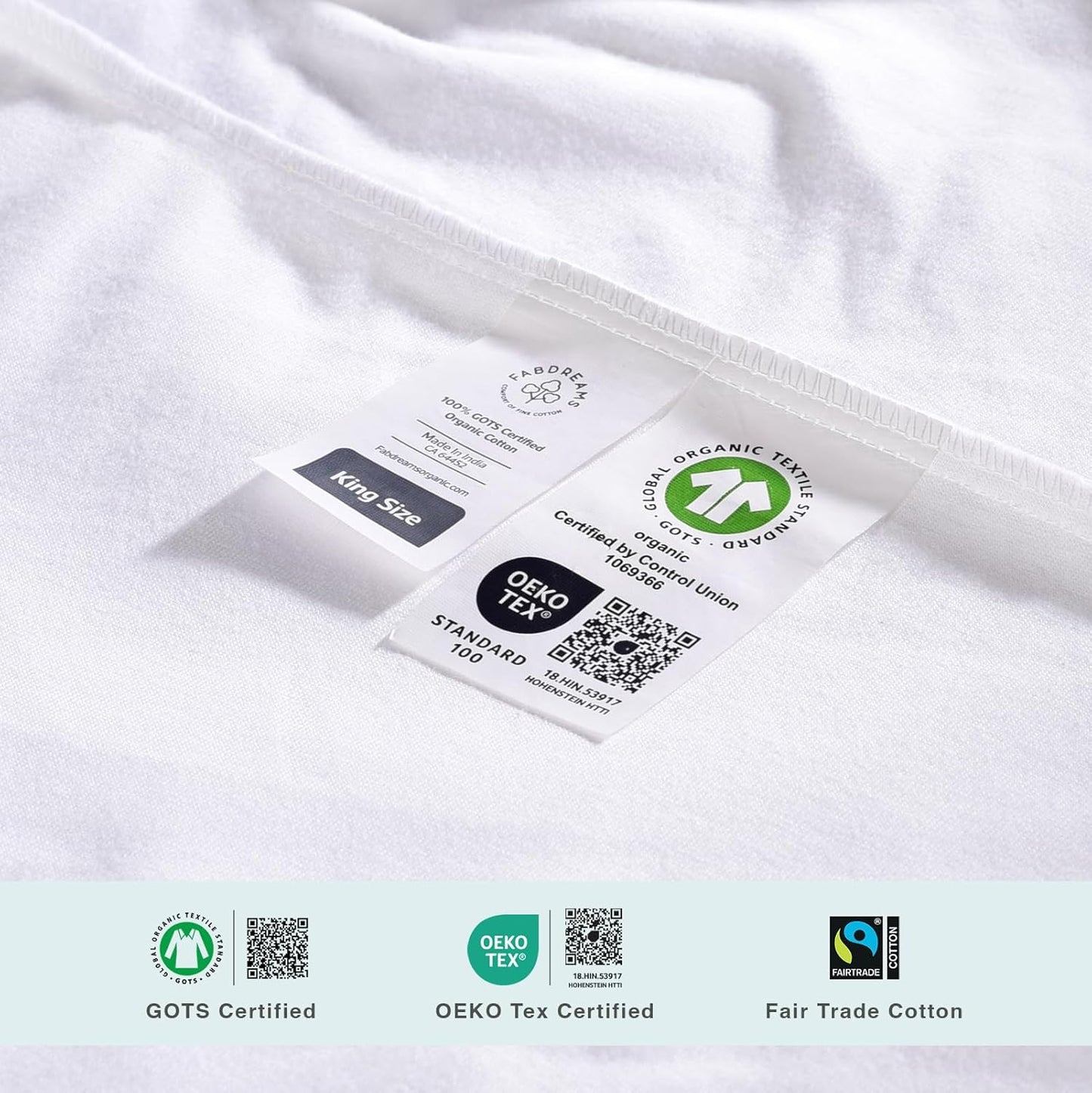 FABDREAMS Organic Waterproof Mattress Protector - Queen Size, Temperature Regulating, Breathable, White, Fits up to 17" Deep Pocket