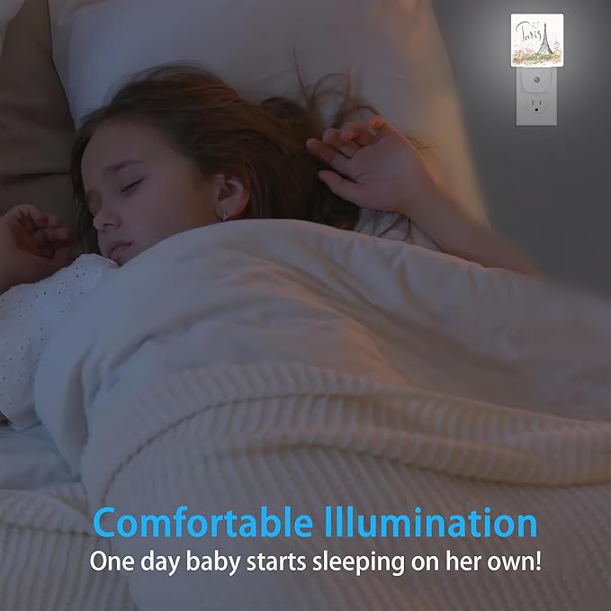 Eiffel Tower Night Light,Paris Tower Night Lights Plug into Wall Dusk to Dawn Sensor Led Lamp for Women Men,Led Lights for Stairway/Hallway/Bedroom,0.5W