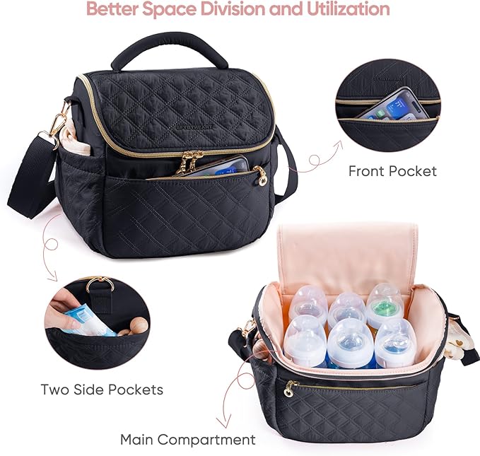 SFYBYHEART Breastmilk Cooler Travel Bag with Ice Pack for 6 Baby Bottles Up to 9 Ounce - Insulated Bottle bag for Daycare - Breastmilk Storage Bag - Baby Bottle Cooler Bag - Bottle Holder