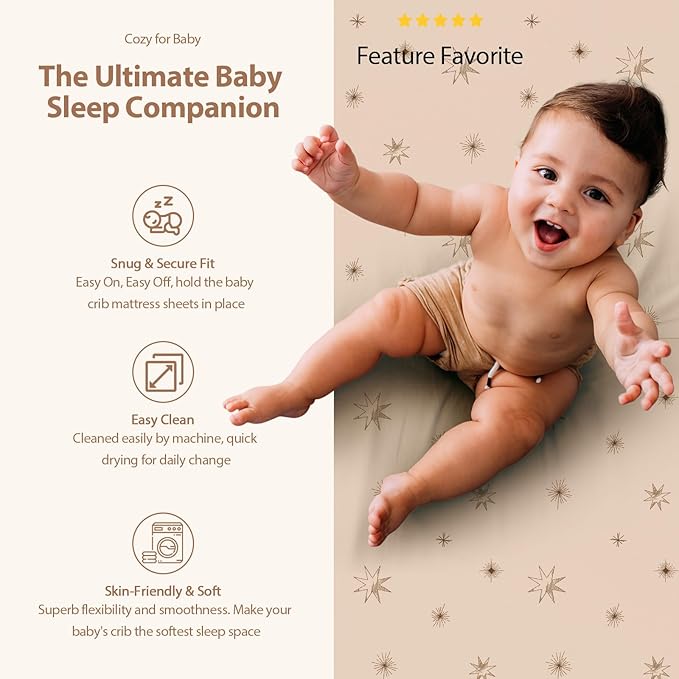 Baby Bassinet Sheets Girl Boy, Fitted Bassinet Sheet Set 3 Pack Bassinet Mattress Sheets Universal Fit for Rectangle, Round, Oval, Hourglass Mattress, Soft Breathable White Brown Sun God