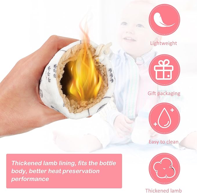 ULTNICE Baby Bottle Insulator Sleeve with String Warm Baby Bottle Cover Glass Nursing Feeder Warm Holder Pouch Infant