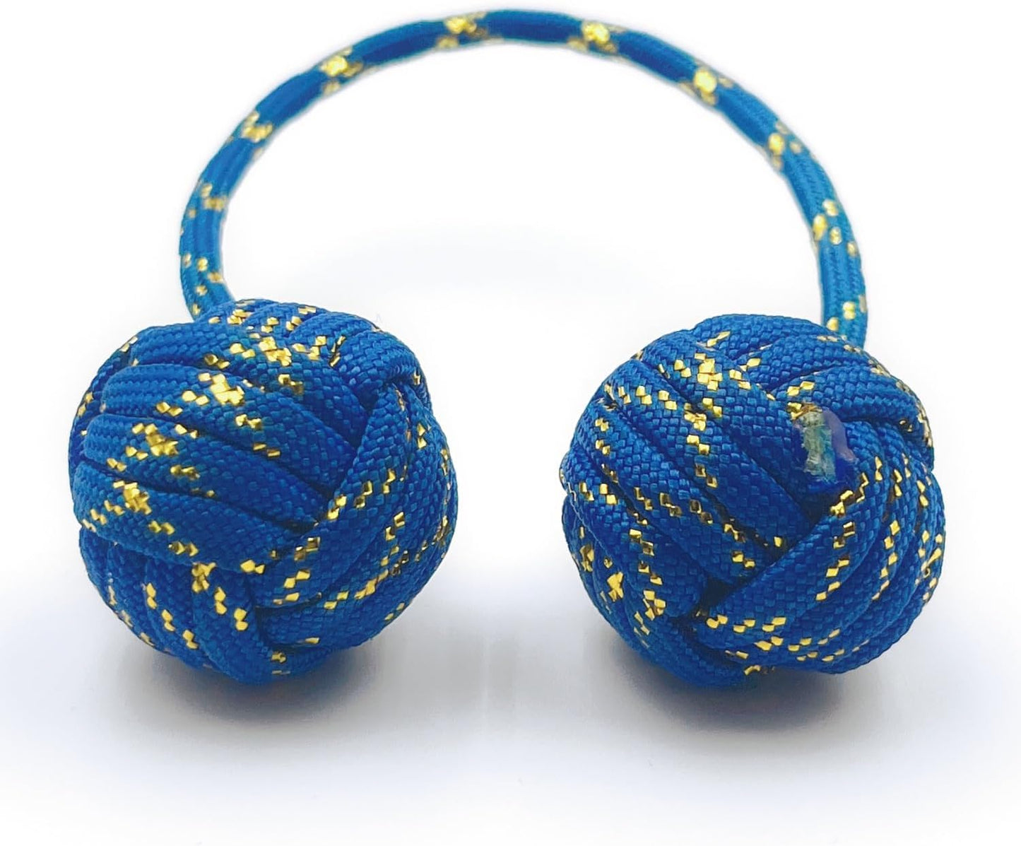 Fidget Beads Skill Toys, Fidget Toys, Parachute Cord and Steel Beads Handmade Fidget Beads, Beginners Worry Beads, Portable EDC Leisure Toys (Gold Blue)