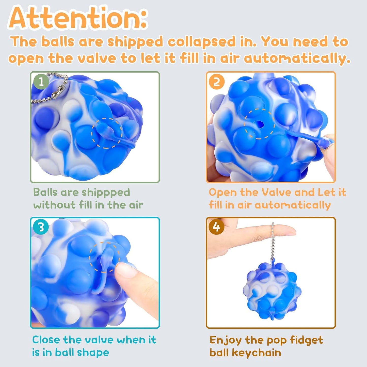 4 PCS Pop Fidget Toys Its Ball Toy Stress Balls It Pop Fidgets Pack Party Favors for Kids Toys Autism Sensory Toys Bulk Squeeze Toys Toddler Toys for Boys Adult Stress Relief Easter Basket Stuffers