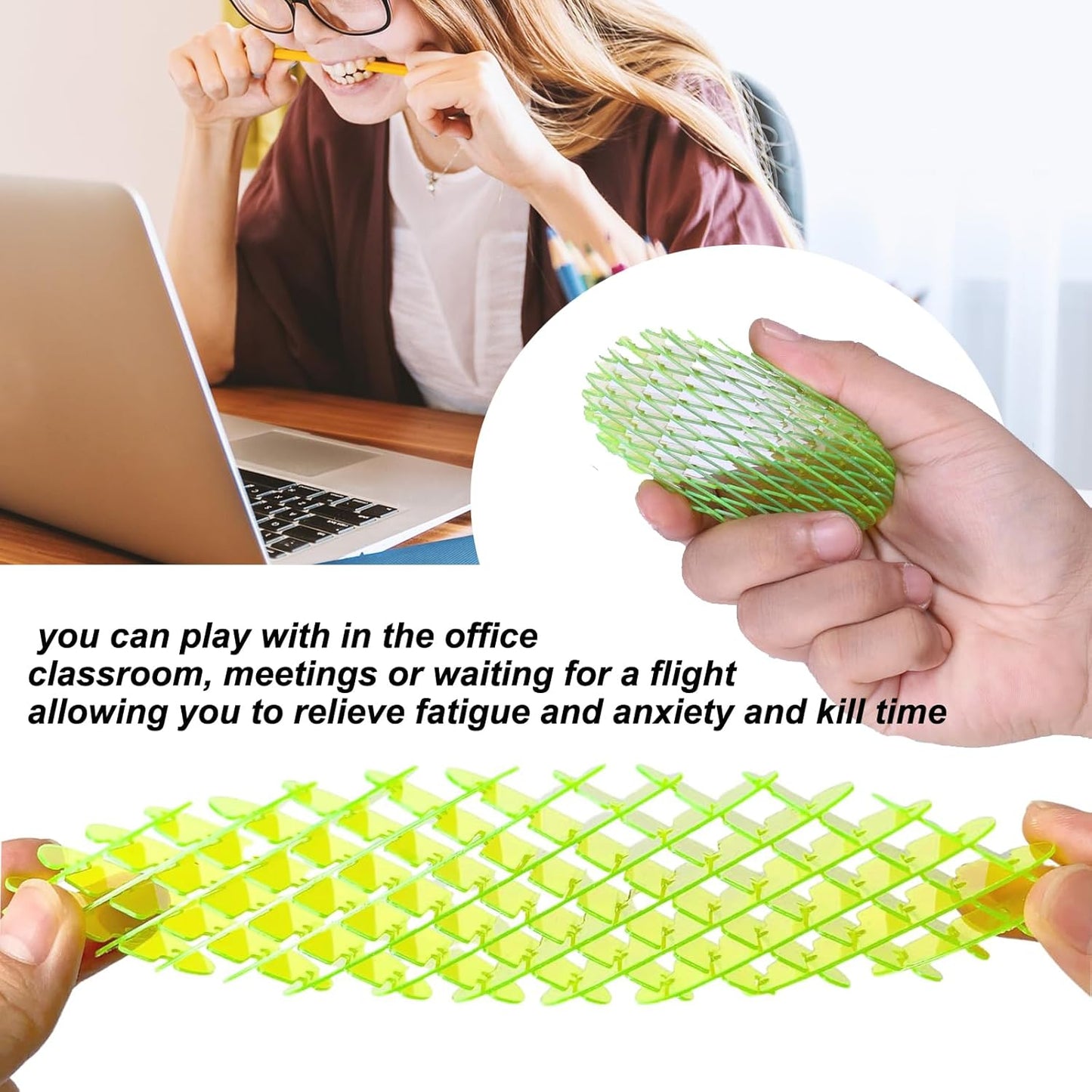 Fidget Worm Toy, Sensory Slug Fidget Toy, Resistance Fidget Toys Sensory Stress Anxiety Relief Toys, Stress Relief Toy, Power Your Fun for Adults and Kids (M-3.54inch)