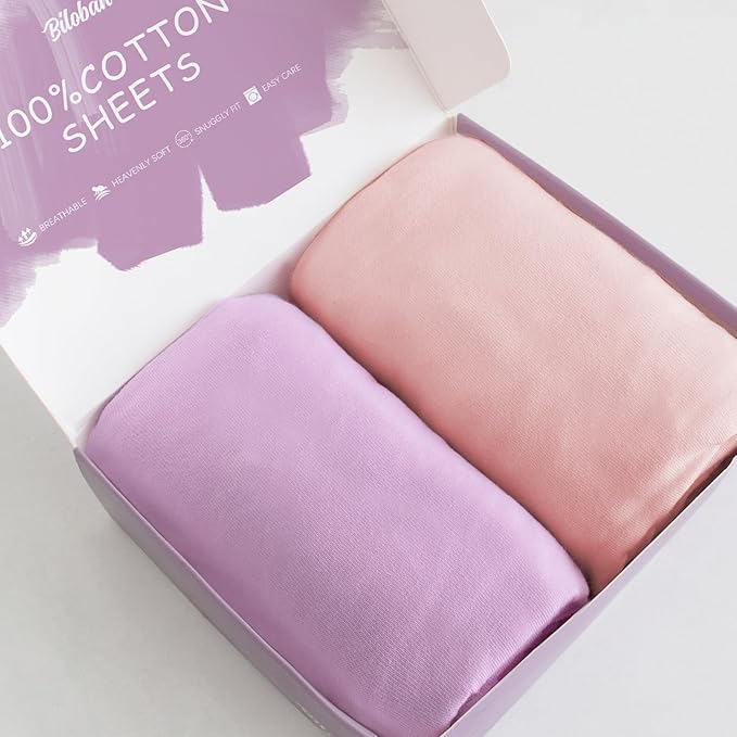 Bassinet Sheets Fit for Dream On Me Traveler/Skylar/Waves Bassinet Bedside Sleeper,100% Cotton, 2 Pack, Ultra Soft Bassinet Sheet, Pink and Violet