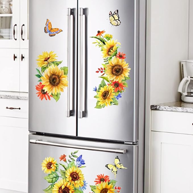 Sunflower Window Clings Spring Decorations Supply Summer Sticker Sunflower Decals Fall Window Decorations Autumn Clings Holiday Birthday Parties Bedroom Nursery Living Room Decor