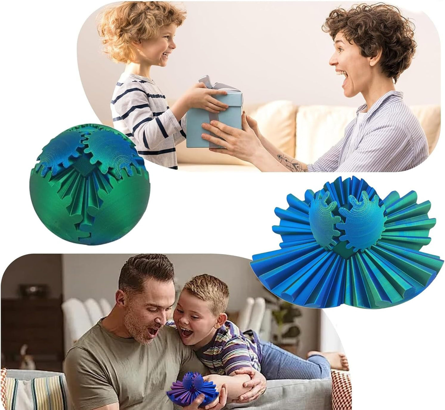 Gear Ball, 3D Printed Gear Ball, 2024 New Gear Ball, Gear Ball Fidget Toy, Activity Gear Ball for Adults, Relaxing Fidget Toy (Green)