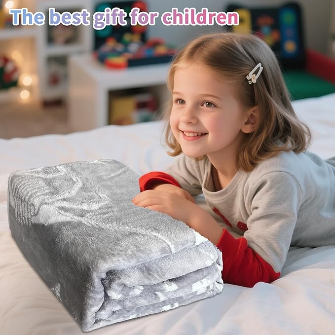 TEHALK Dinosaur Glow in The Dark Blanket for Boys/Girls/Toddler/Baby, Dinosaur Toys for Boy Age 3-12, Cute Funny Kids Throw Blanket for Birthday/Gifts 50"x 60"