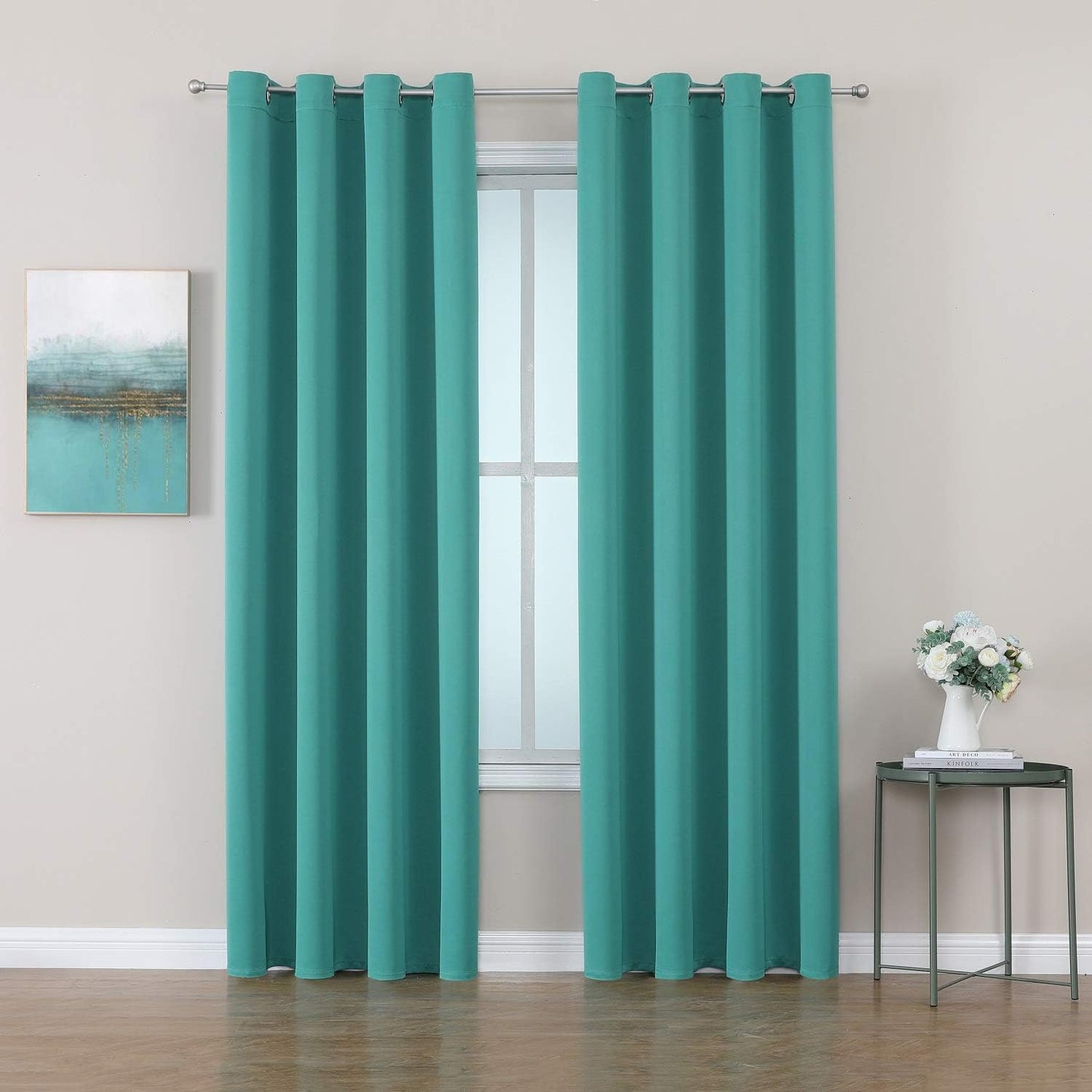 ChrisDowa Grommet Room Darkening Curtains for Bedroom and Living Room - 2 Panels Set Thermal Insulated Blackout Curtains (Teal, 52W x 84L)