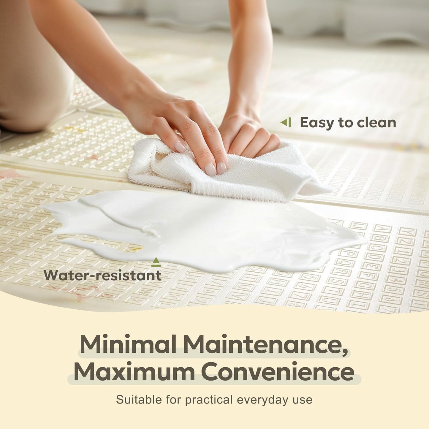 Extra Large Foldable Play Mat, Reversible Baby Play Mat with Edge Reinforcement, Non-Toxic & Waterproof Baby Mat for Floor, Foam Playmat for Infants Toddlers, Rainbow, Cloud & Moon, 50''x50''