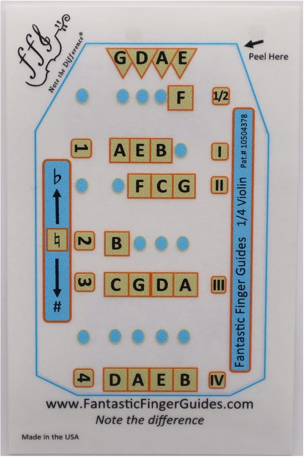 Fantastic Finger Guide for Violins Kids/Adult Beginner | Stringed Musical Instruments | Fingerboard and Fretboard Stickers for Learning All Notes | Play or Fiddle (1/4)