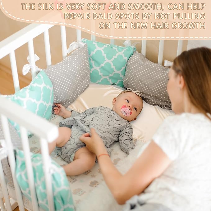 Hosuly 2 Pcs Satin Bassinet Sheet Baby Hair Soft Silk Feeling Sheet Baby Bassinet for Rectangle Cradle Pad Mattress Boys Girls Newborn Infant(Green and White)