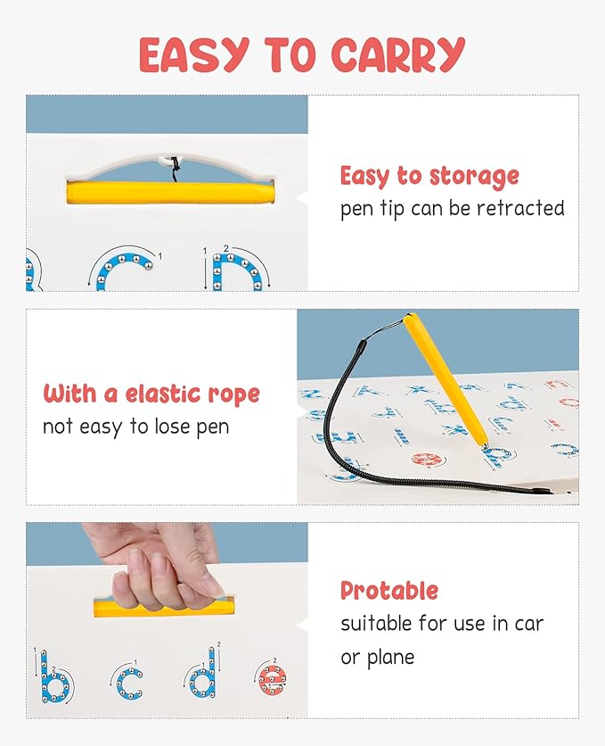 GAMENOTE Double Sided Magnetic Letter Board - 2 in 1 Alphabet Magnets Tracing Board for Toddlers ABC Letters Uppercase & Lowercase Practicing Learning Education Toys