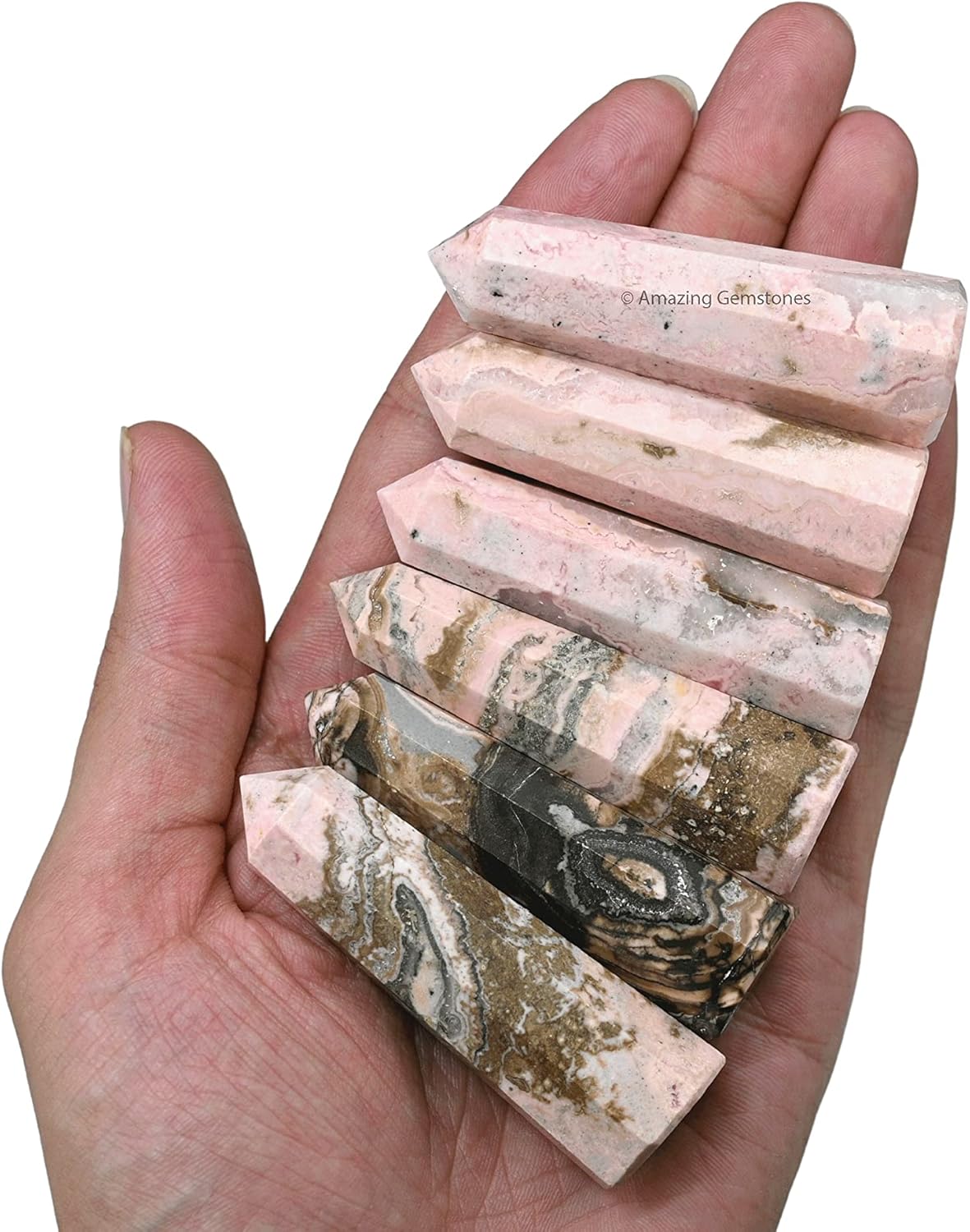 Amazing Gemstone Rhodochrosite Crystal Towers ~ Natural Healing Crystal Point Obelisk for Reiki Healing and Crystal Grid (2 to 3 INCH)