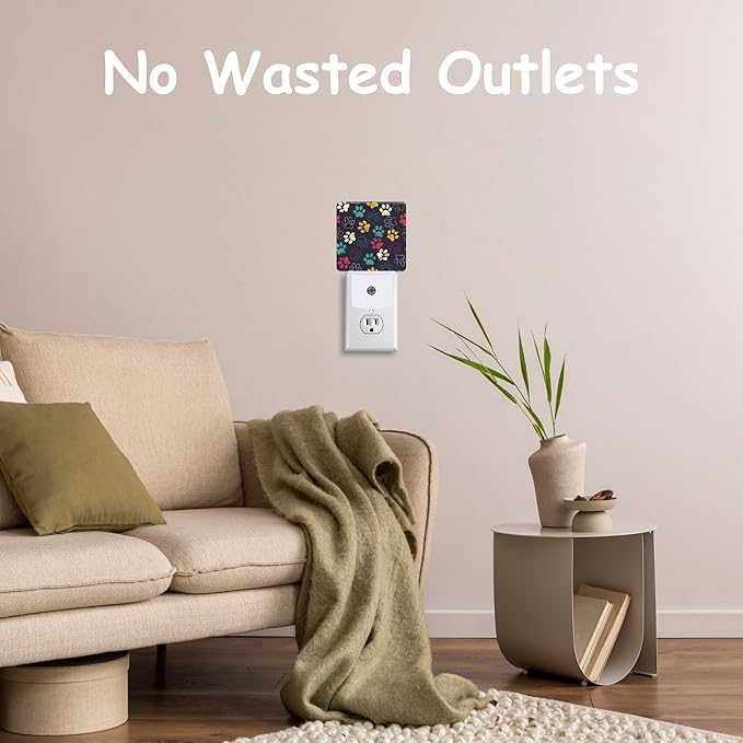 Night Light for Kids Girls Boys,Colorful Animal Footprints LED Night Light Plug into Wall with Dusk to Dawn Sensor for Room Decor,Hallway,Kitchen,Bathroom,Nursery,Stairs