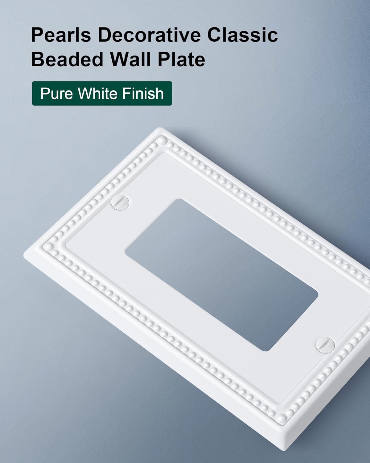 4-Pack Decorator Outlet Cover Plate, Decorative Switch Plates and Outlet Covers, Pure White Metal Wall Plates for Electrical Outlets, Receptacle, GFCI Outlet, Dimmer Switch