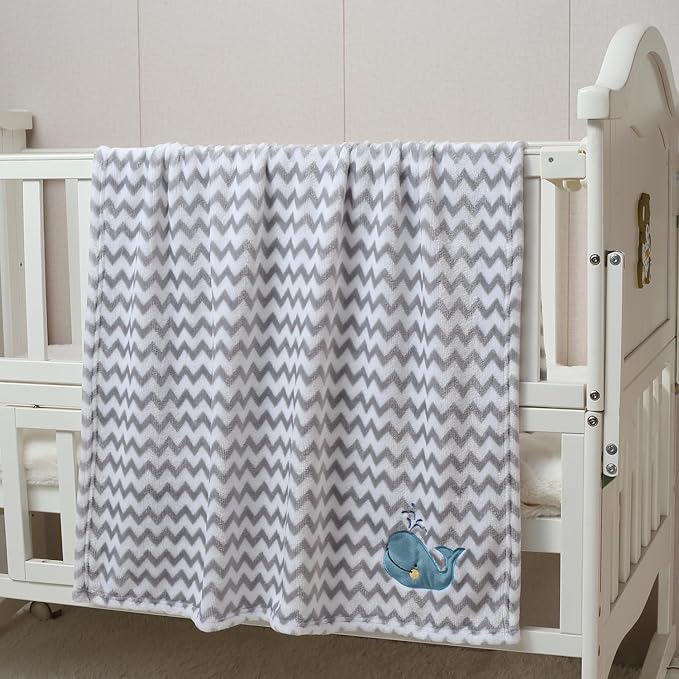 CREVENT 30''X40'' Cute Cozy Fluffy Warm Baby Blanket for Girls Boys Infants Toddlers' Bedding Crib Cot Stroller, Baby Shower Birthday Newborn's Gift - Whale