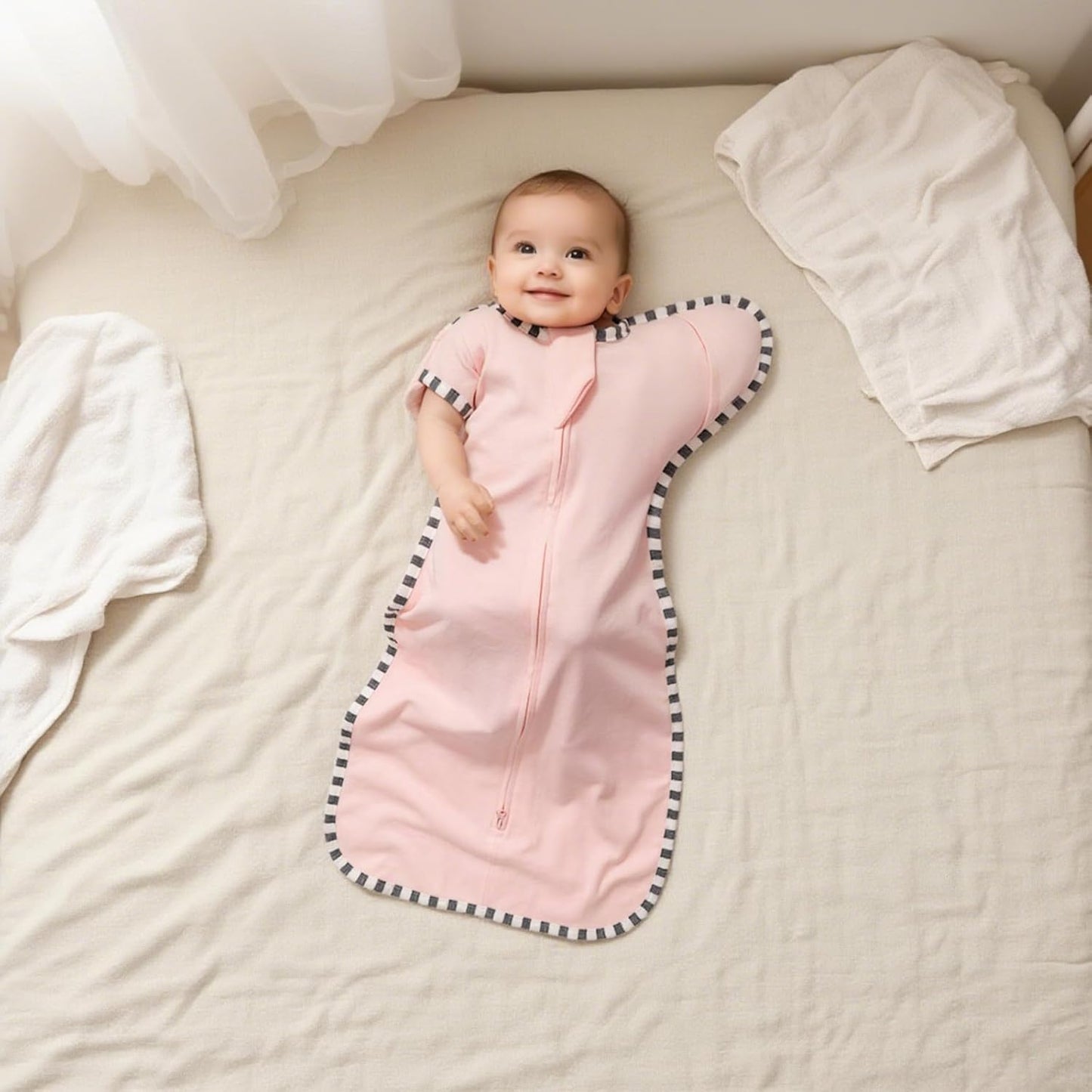 Baby Swaddle Blanket for Newborns and Infants,2-Piece Set Infant Pajamas,Bidirectional Zipper,Easy to Put On and Take Off