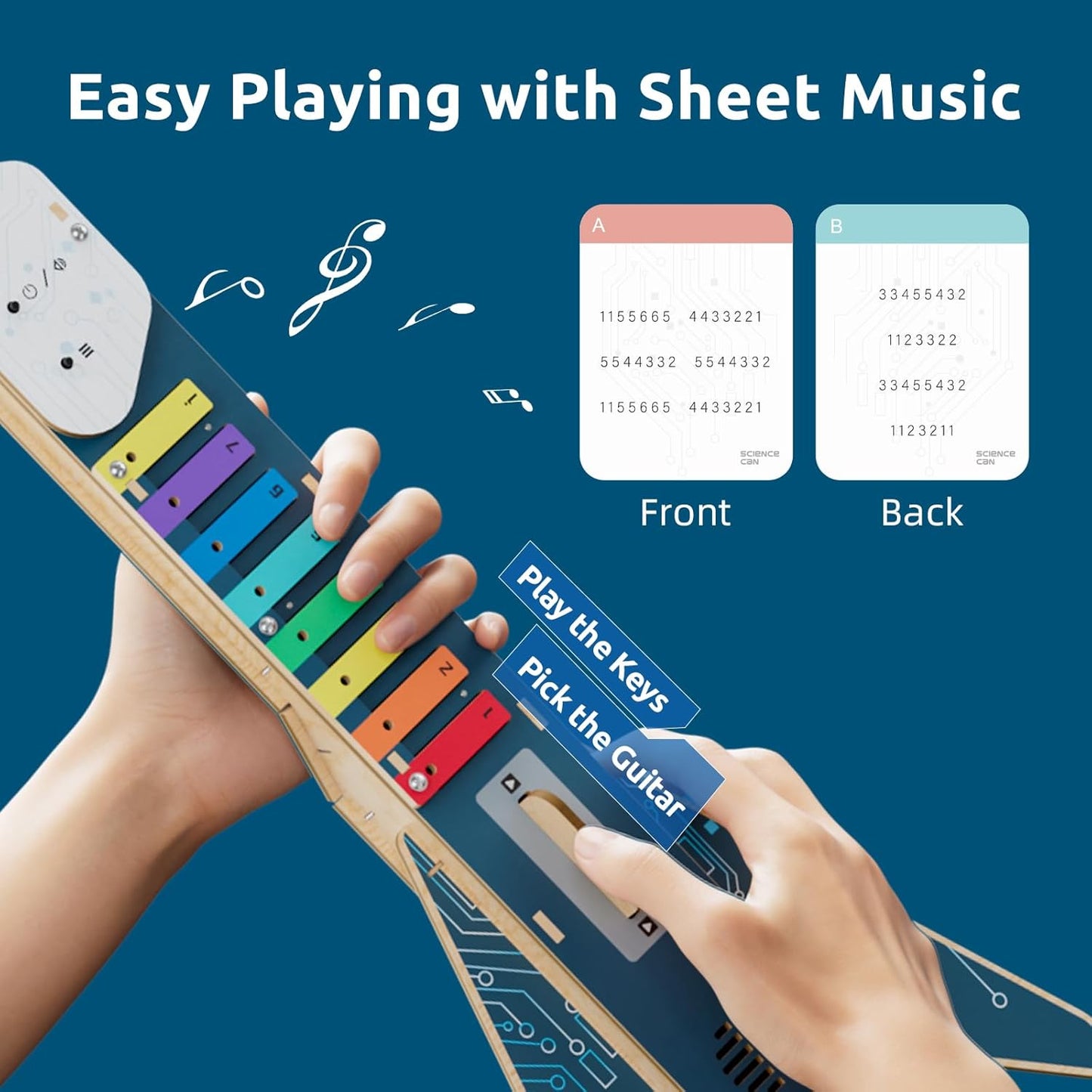 Science Can Science Kit for Kids Age 8-12, DIY Electronics Guitar Stem Kits, 3D Wooden Puzzles Building Own Musical Instruments, Great Gifts Stem Toys for Ages 8-13 Boys & Girls