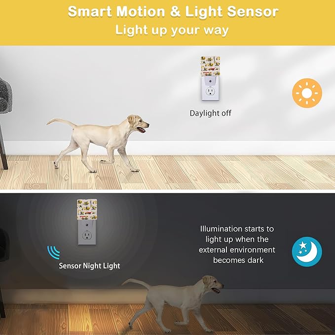 Tractor Night Light, Construction Machines Night Lights Plug Into Wall with Dusk to Dawn Sensor Wall Lamp, Nightlights for Bedroom, Bathroom, Hallway, Kitchen, Gifts Ideal for Girls Women