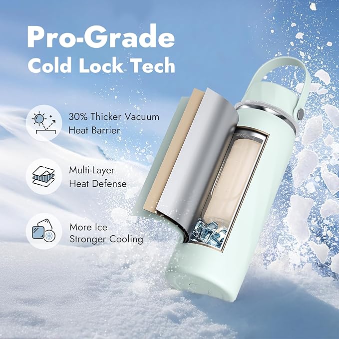 HEYTRIP Vacuum Insulated Breastmilk Cooler Bottle, 20oz Stainless Steel Portable Breastmilk Chiller, Reusable Breast Milk Storage Container Keeps Milk Fresh for 36+ Hours, TSA Approved, Green