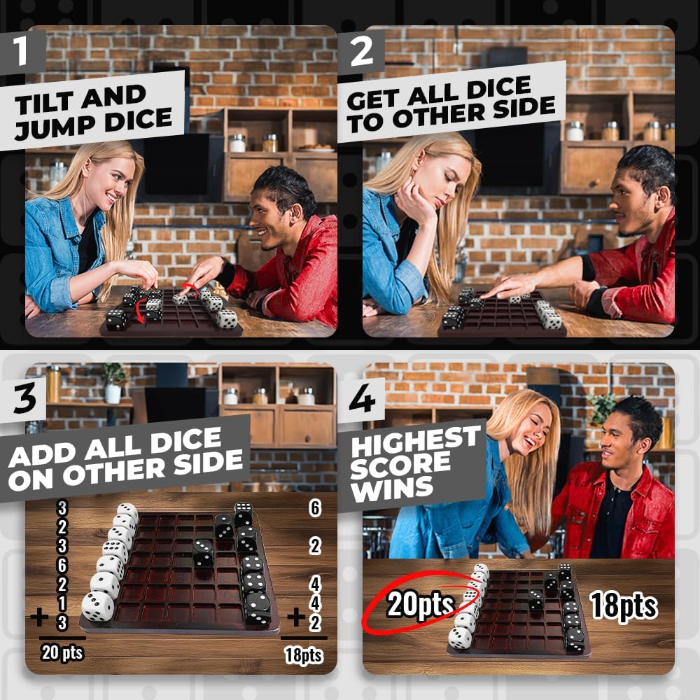 Dittle™️- Dice Battle | 2 Player Dice Games for Adults | Adult Board Games for 2 Players | Best Two Player Game for Adults | Two Person Wooden Coffee Table Fun | Bar Game for Adult Indoor Tabletop