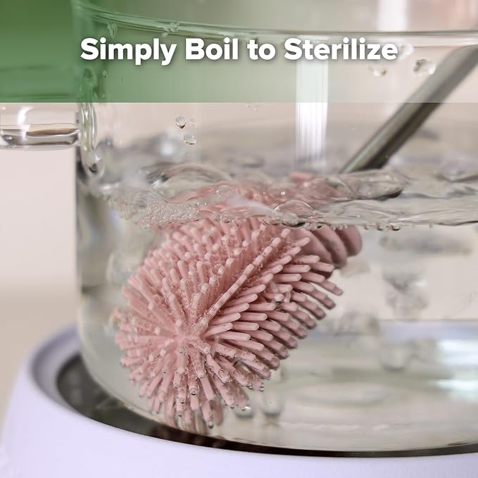 haakaa Cleaning Brush Silicone Bottle Brush Double-Ended Soft Silicone Bristles for Breast Pumps, Breast Milk Collectors, Baby Bottles, Teats, Breastmilk Storage Bags, Pink -1pk