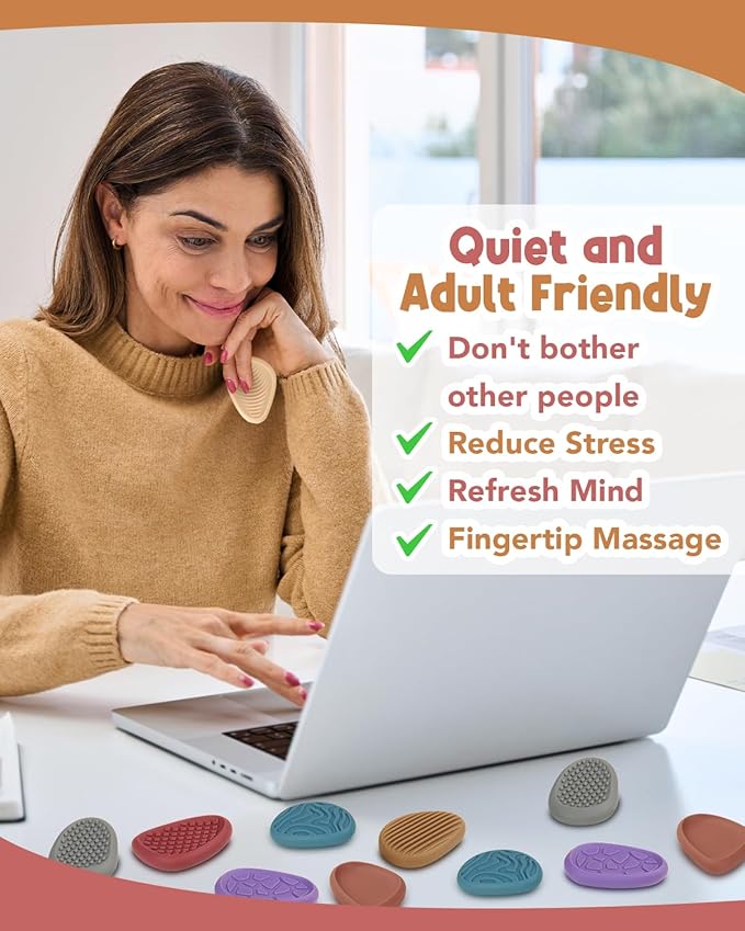 Fidget Toys Adults Sensory Stone: 24 Pack Texture Worry Stone for Kids Calming - Sensory Autism Toys for Anxiety Relief - Quiet Small Fidgets for Classroom Prizes