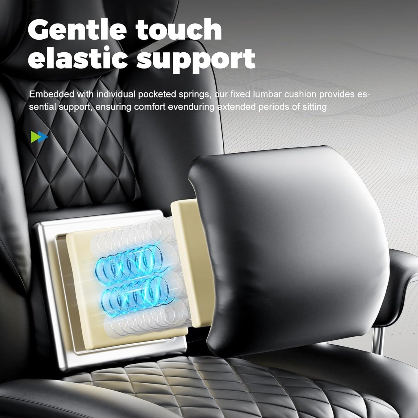 COMHOMA Big and Tall Office Chair, High Back Leather Gaming Chair with Footrest, Executive Ergonomic Office Chair with Pocket Spring Lumbar Support and with Outward Fixed Soft Armrests