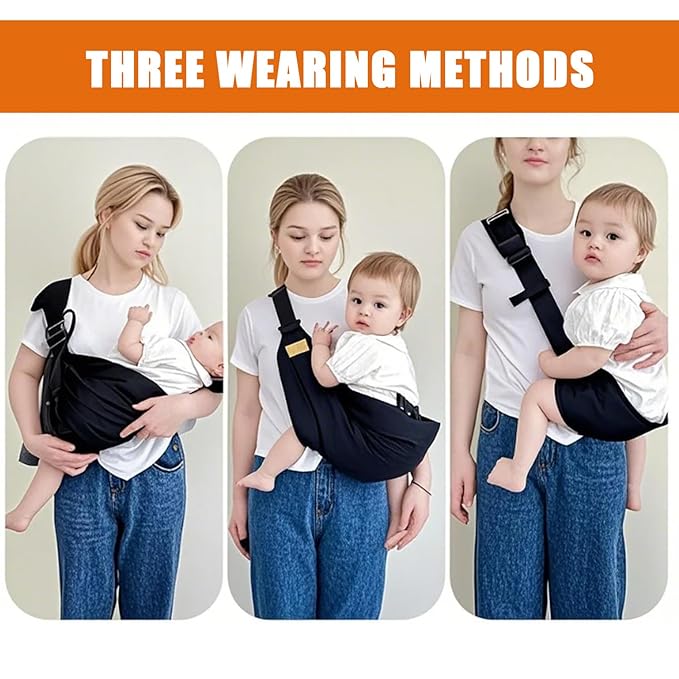 Baby Sling Carrier Toddler Carrier One Shoulder Adjustable Shoulder Strap Labor-Saving Baby Sling 10-45lbs(Grey,Mesh)