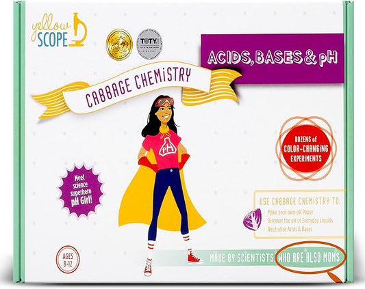 Science Kit for Kids, Acid, Base & pH Kit for Girls and Boys, Cabbage Chemistry, STEM Learning Color Changing Experiment, Kids Ages 8-12