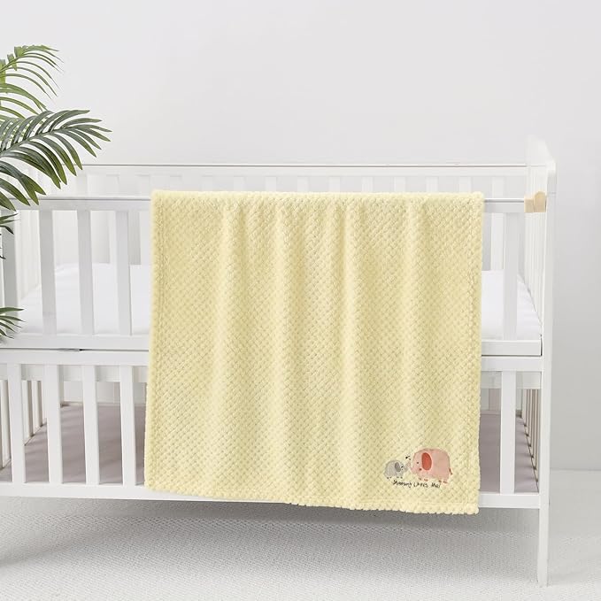 CREVENT 30''X40'' Cute Cozy Fluffy Warm Baby Blanket for Girls Infants Toddlers' Bedding Crib Cot Stroller, Baby Shower Birthday Newborn's Gift - Ivory Elephant 75X100cm