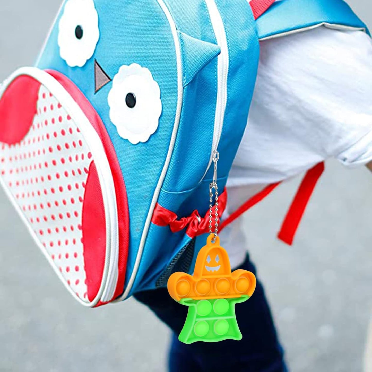 Halloween Party Favors - Halloween Pop Fidget Toys - 24 Mini Pop Bubbles Bulk with Keychain for Kids 4-8 8-12- Stress Relief Sensory Fidget Pack prizes for School Classroom Toddlers Boys Girls