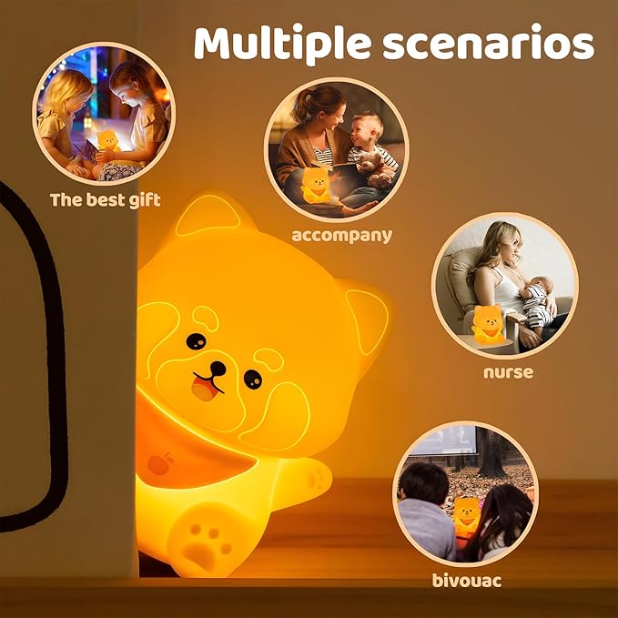 Cute Red Panda Night Light,Rechargeable Lamp for Kids Room with Timer,Cute Stuff Desk Decor Dimmable Touch Silicone Animal Night Light for Kids,Squishy Lamp for Baby Nursery Bedroom