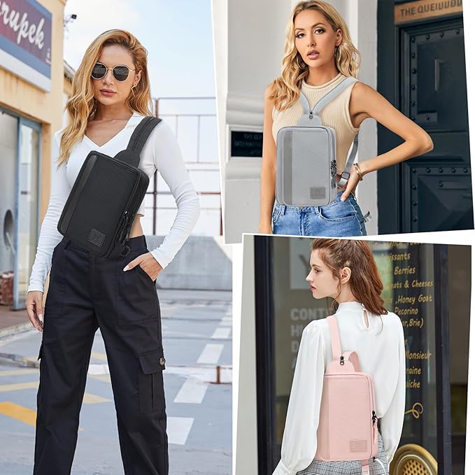 MYHOZEE Sling Bag Crossbody Backpack Purse - 2 in 1 Nylon Cross Body Bag Diaper with Wipes Pouch, Water Bottle Pocket