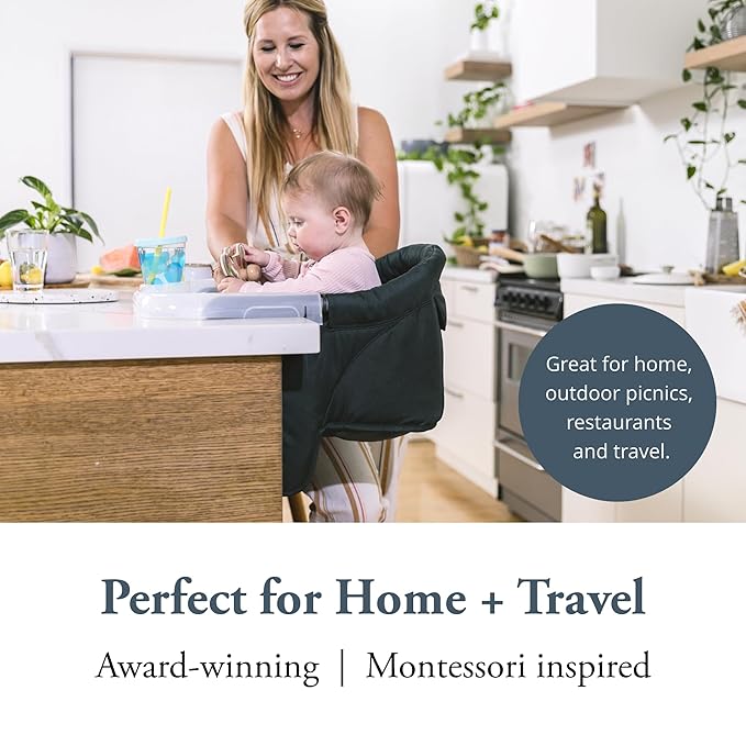 Inglesina Fast Table Chair - Dark Green + Fast Dining Tray - Portable Baby High Chair - for Babies & Toddlers up to 37 lbs -Fits Tables 0.8'' to 3.5'' Thick -Compact & Easy to Use -Travel Bag Included