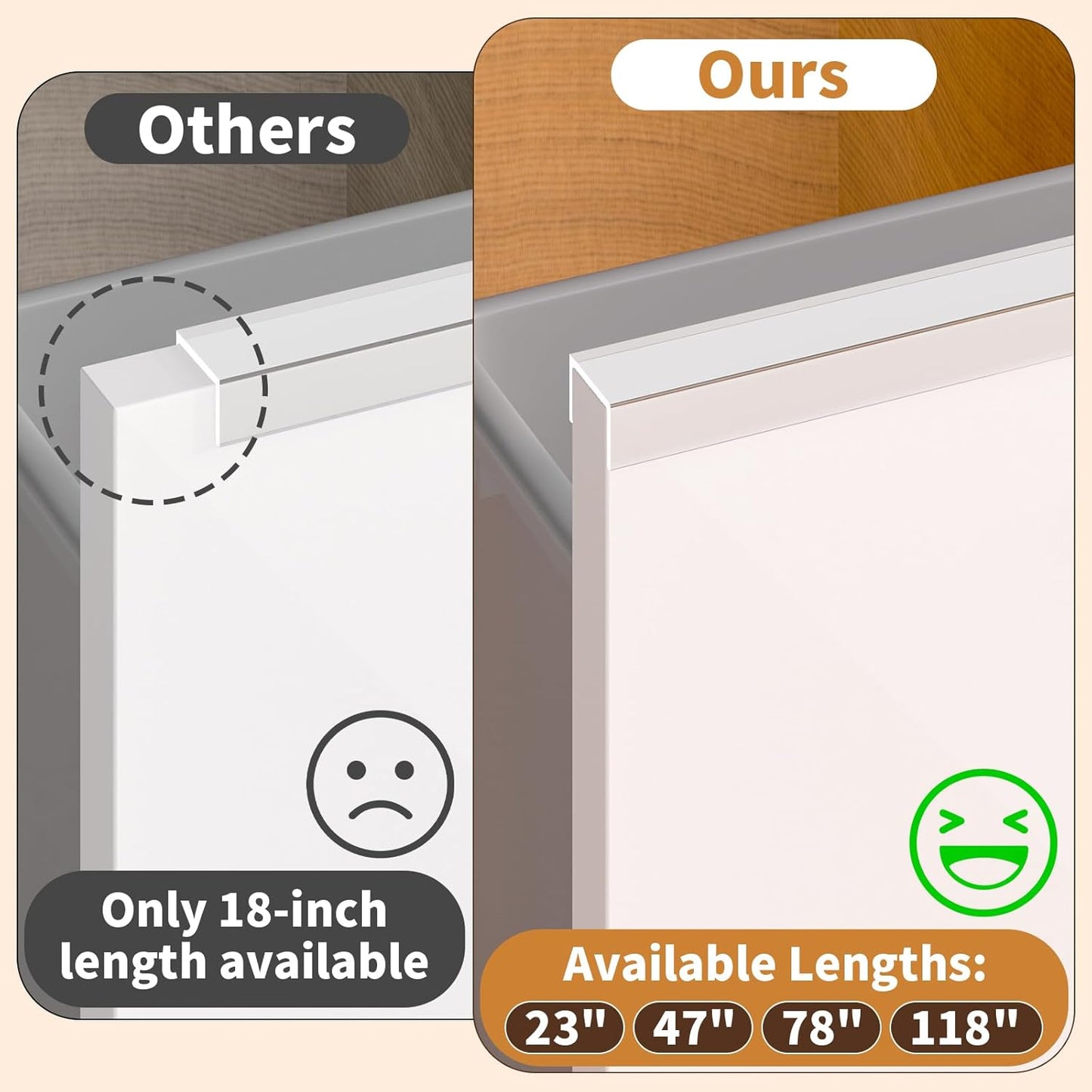 Cabinet Protectors for Kitchen Cabinets, Cabinet Door Edge Protector PVC Edge Guard Drawer Protector Prevent Wear, Chipping, Discoloration, Bumpers Clear, 3/4" Thick, 47'' Length