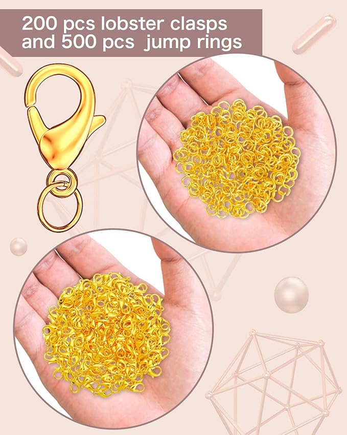 OHINGLT 700 Pieces Lobster Claw Clasps and Open Jump Rings Set, Gold and Silver Plated Bracelet Necklace Clasp for Jewelry Making