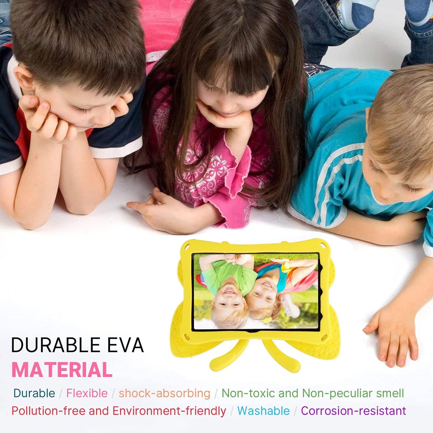 Fire HD 10 Kids Tablet 11th Gen 2021 2023 Case 10.1 Cute Butterfly Kids Pro Case with Stand Light Weight EVA Rugged Shockproof Heavy Duty Kids Friendly Full Cover for Kids Girls (Yellow)