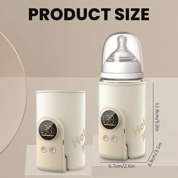 Portable Bottle Warmer 6 Level Temperature Control Baby Bottle Warmer Fast-Heating Long-Lasting Warming Breastmilk Heater for Travel