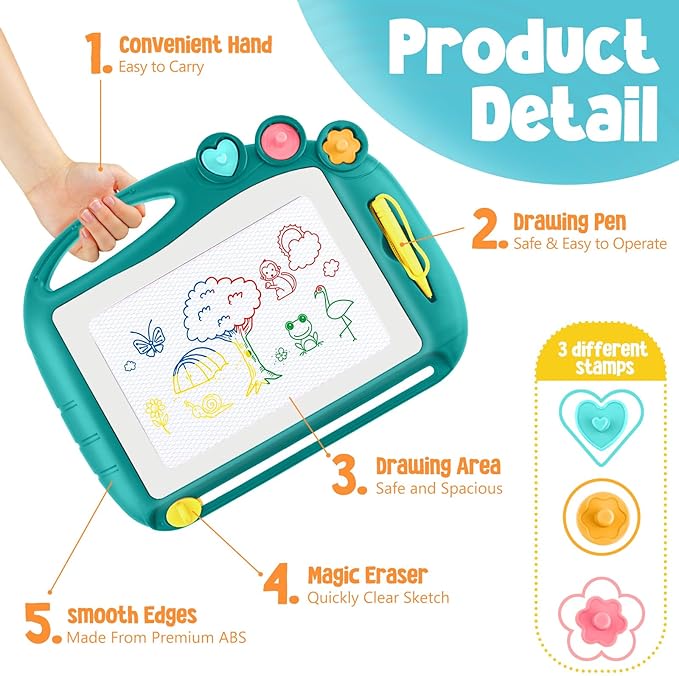 Magnetic Drawing Board, Toddler Toys for Age 1 2 3 Boys Girls, Toddler Drawing Board, Birthday Easter Christmas Halloween Kids Toy Gifts for Boys and Girls
