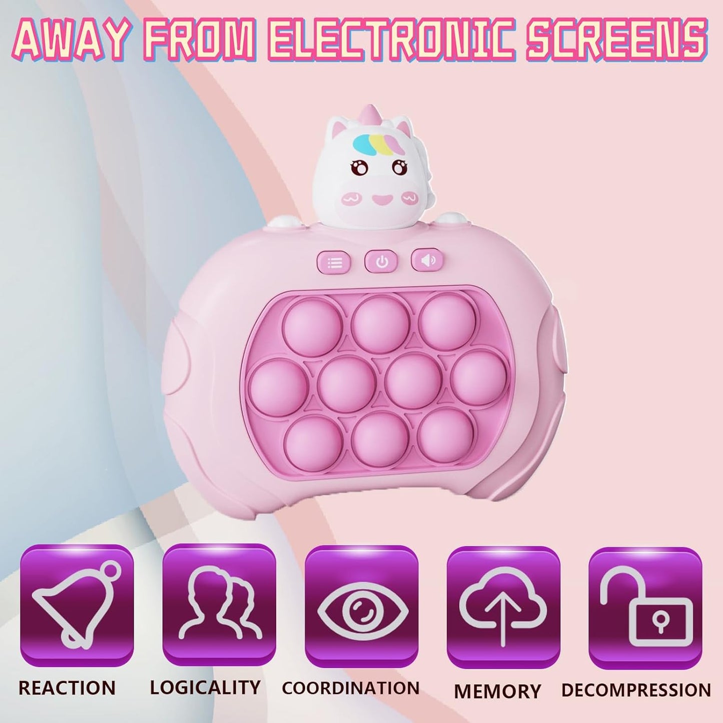 Creative Stress Relief Toys, Decompression Breakthrough Puzzle Pop Button Gopher Game Machine, Novelty Fidget Toys Party Favor Gifts for Kids Adults, Toy for 3+ Year Old (Pink Unicorn)