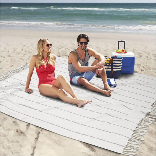 Giant Cotton Turkish Beach Towel Picnic Blanket Resistant Sand Quick Dry Lightweight Oversized Sandproof Cloud Hawaii Honeymoon Must Haves Travel Essentials Spa Accessories Women Summer Vacation Item