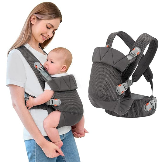 IULONEE Baby Carrier, Ergonomic Baby Carrier Newborn to Toddler Baby Wraps Carrier Infant Front & Back Backpack Carry Toddlers Carrier Sling for Newborn Dark Grey
