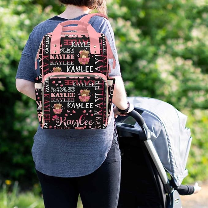Customize Diaper Bag Travel Bag Custom Backpack With Name with Adjustable Shoulder Straps Personalized Back Pack Large Capacity