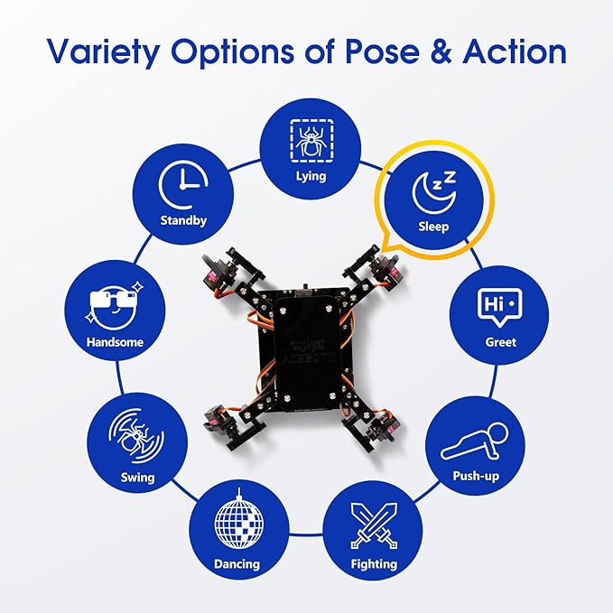 ACEBOTT STEM Robotics Science Kits for Adults, ESP8266 Spider Robot Building Kit, App Remote Control, Walking Crawling Fun Educational Toy for 12 + Year Old Boys, Girls, Teens, Adults Unique Gifts