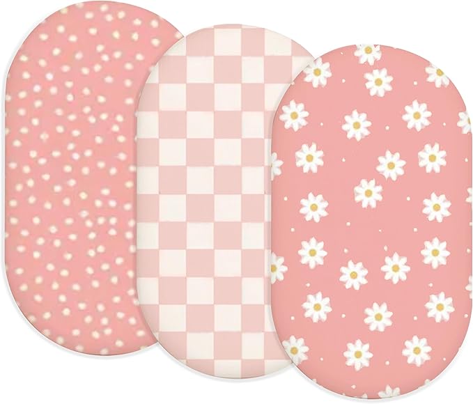 Bassinet Sheets for Baby Girls Boys 2 Pack, Fitted Baby Mattress Sheet for Rectangle, Oval, Hourglass Bassinet Mattress, Breathable Cozy & Universal Fit (Blush Berry)