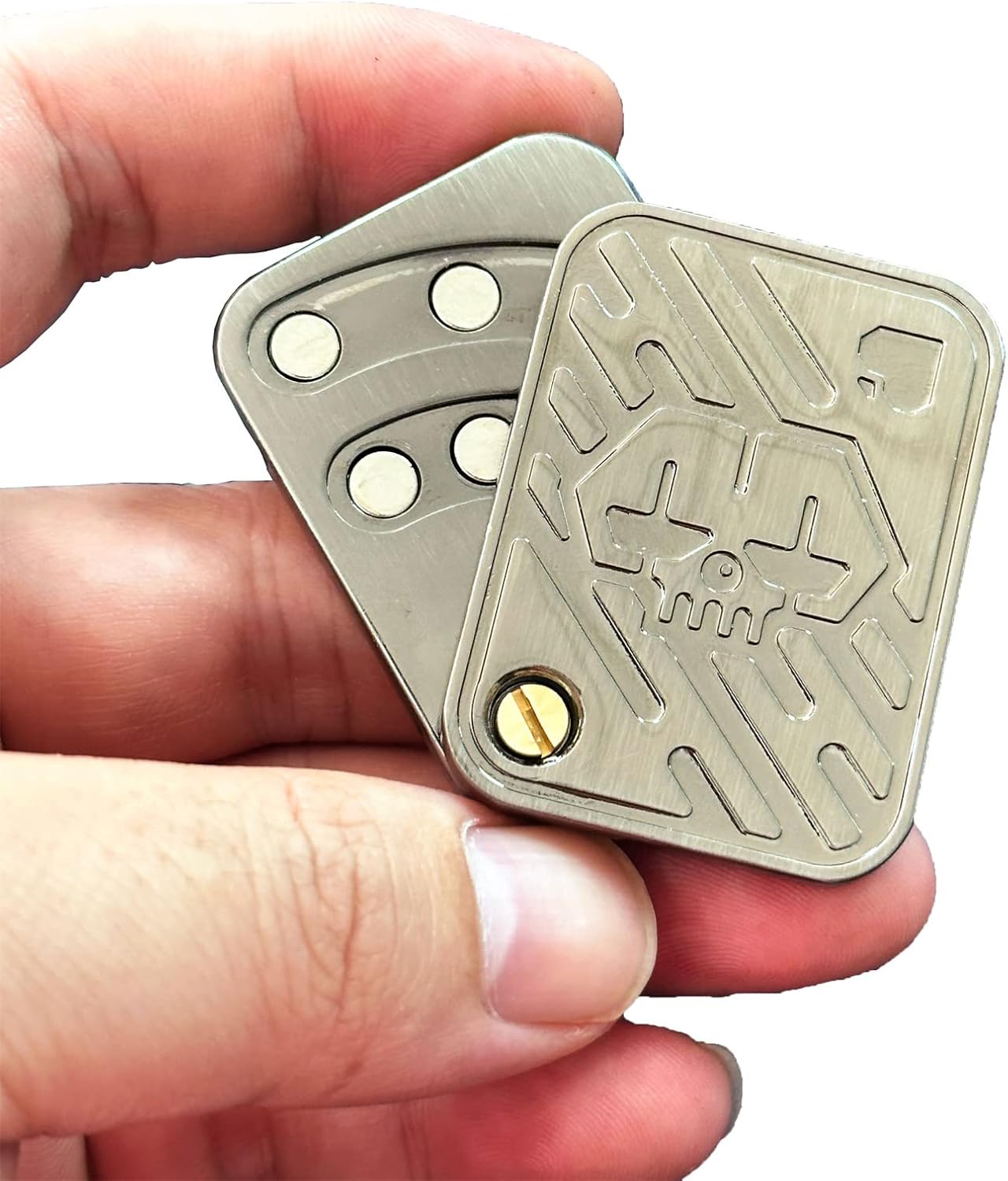 Metal Poker Fidget Slider EDC Adult Fidget Toys ADHD Tool Anxiety Stress Relief Toys Office Desk Toys Gifts for Boyfriend and Father (Silver Skull)