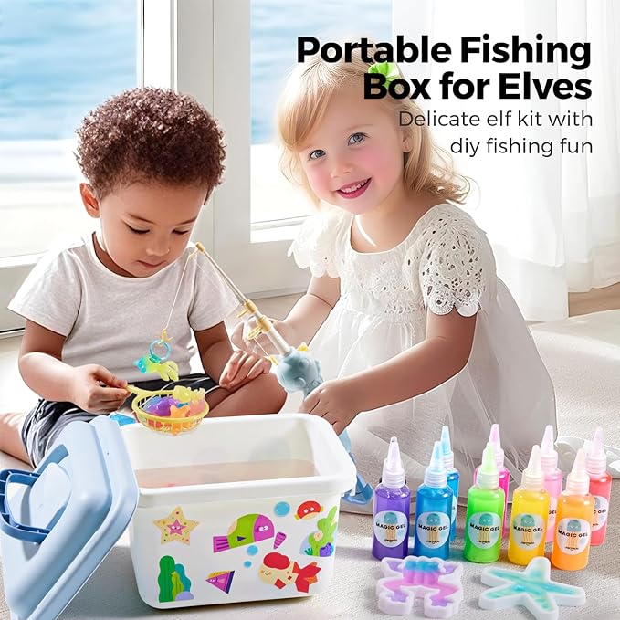 Jar Melo Magic Wonder Water Fishing Elf Toy Kit, 10 Colors & Molds, Aqua Fun Fairy Gel Kit for Kids, DIY Water Pets, Crafts for Kids Ages 4-8, Party Favors Gifts for Girls and Boys