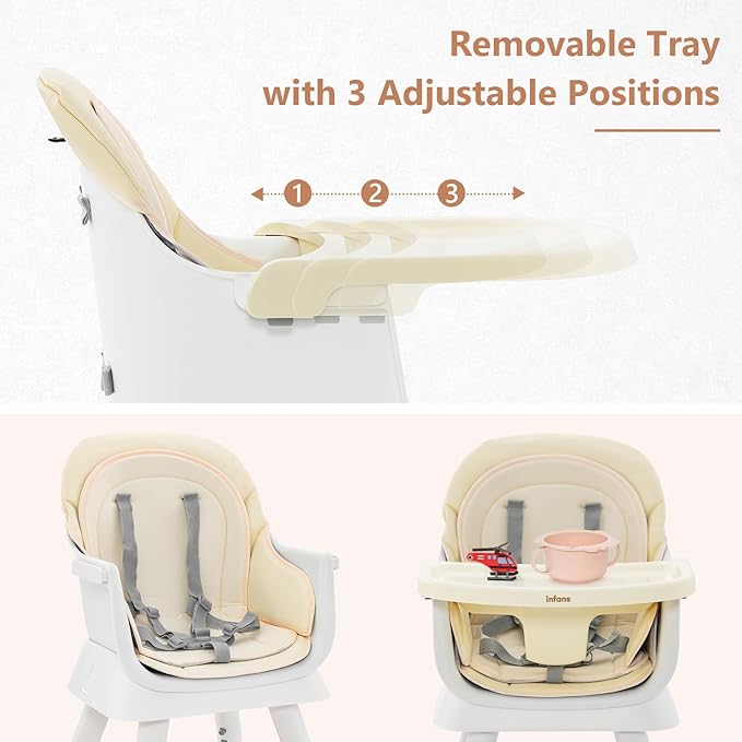 INFANS 8 in 1 Baby High Chair, Convertible Highchair for Babies and Toddlers, Infant Dining Booster Seat, Building Block Table, Kids Stool Table Chair Set with Removable Tray